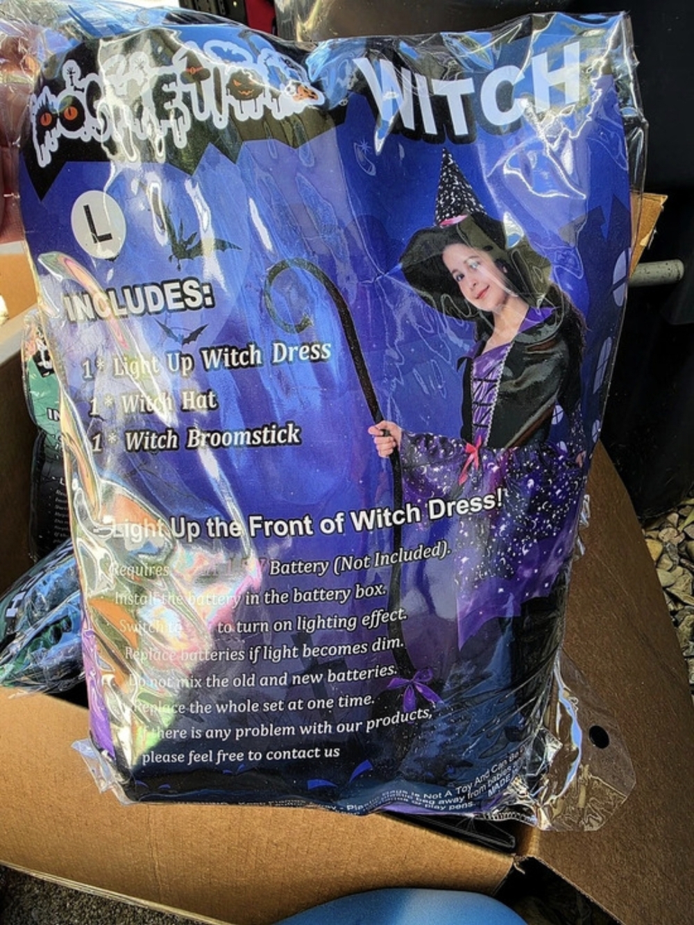 Poshetion Light Up Witch Costume Set Girls Large Purple & Black